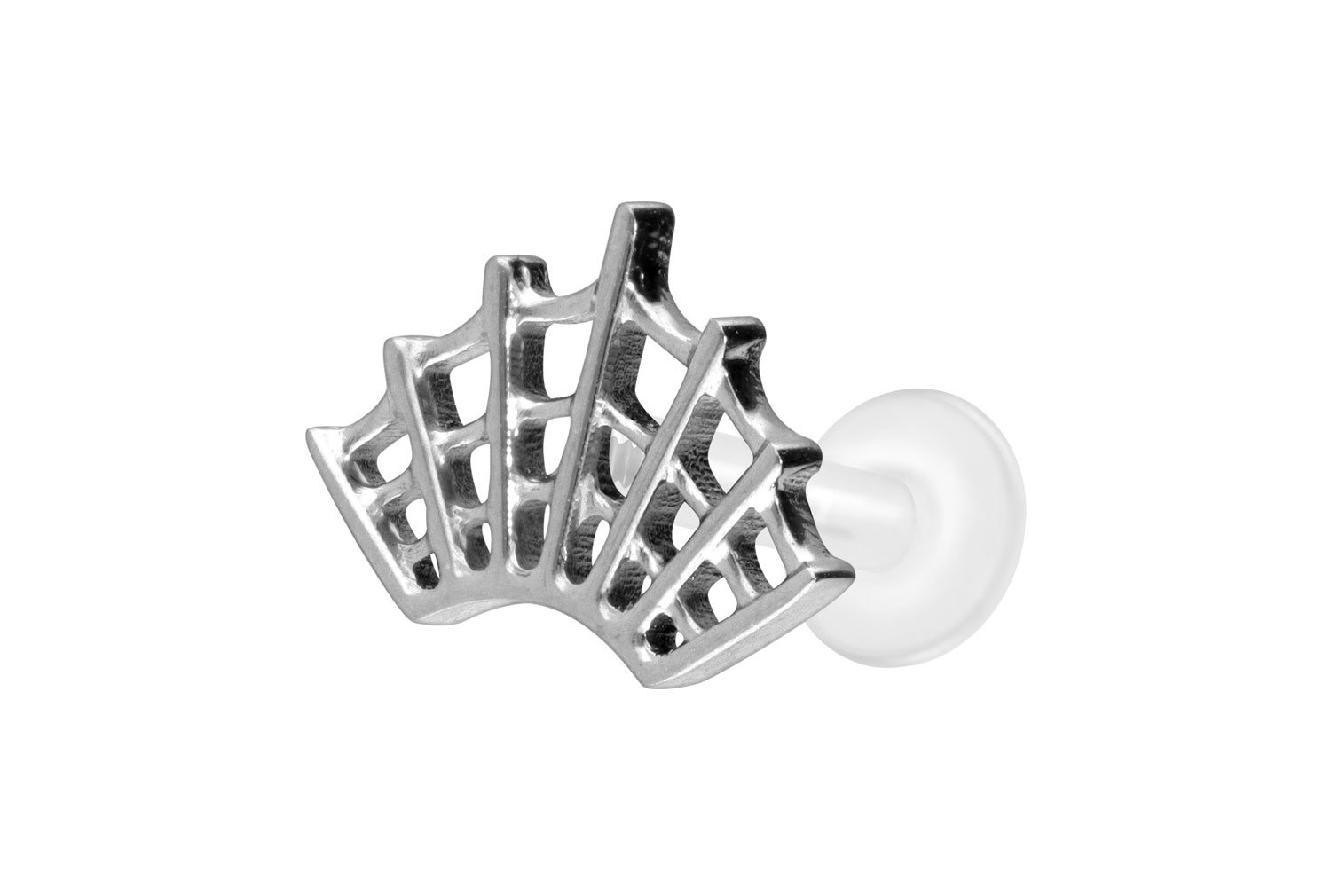 PTFE Labret Piercing mit Innengewinde + Titan-Aufsatz SPINNENNETZ
